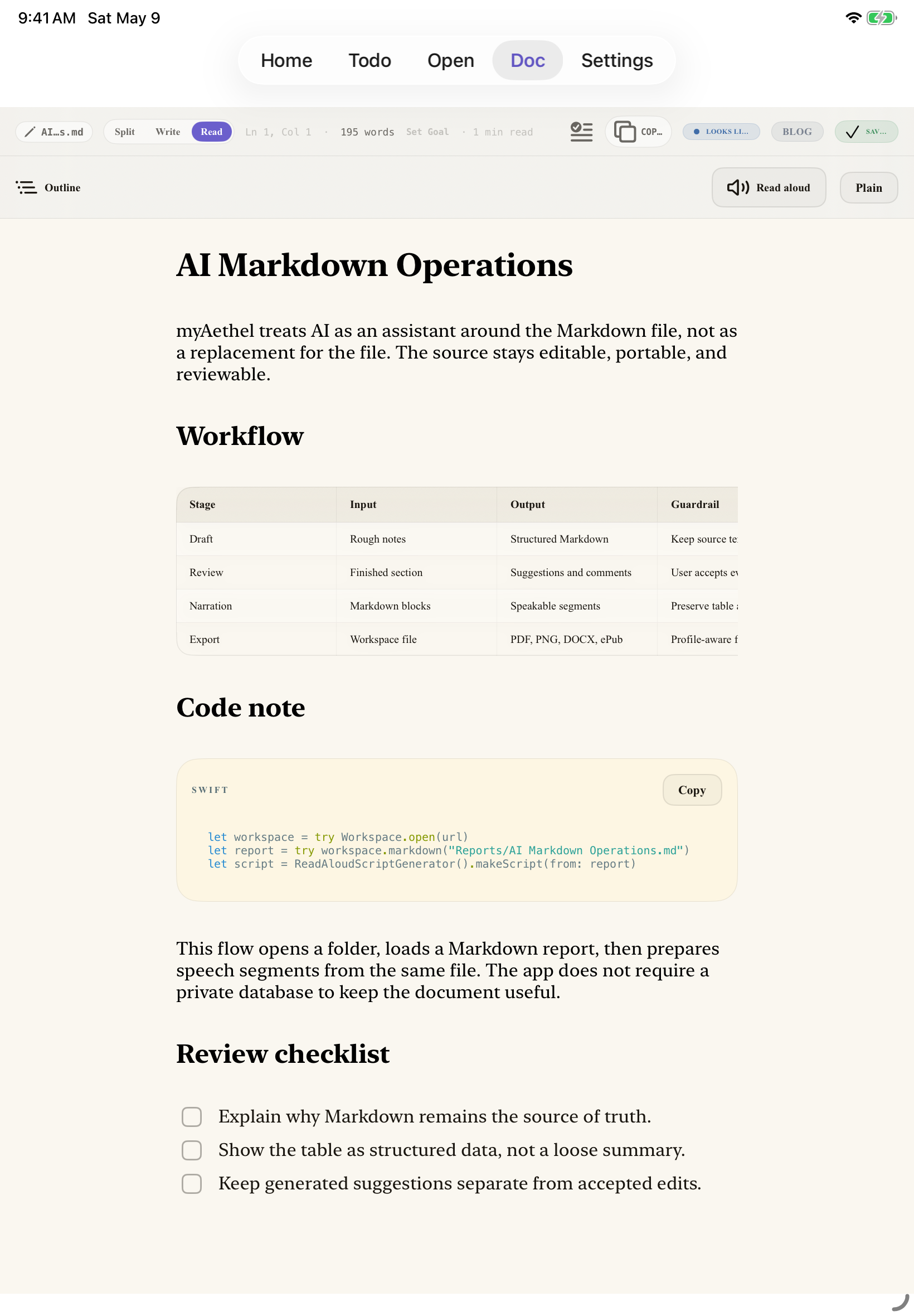 iPad Document View screenshot