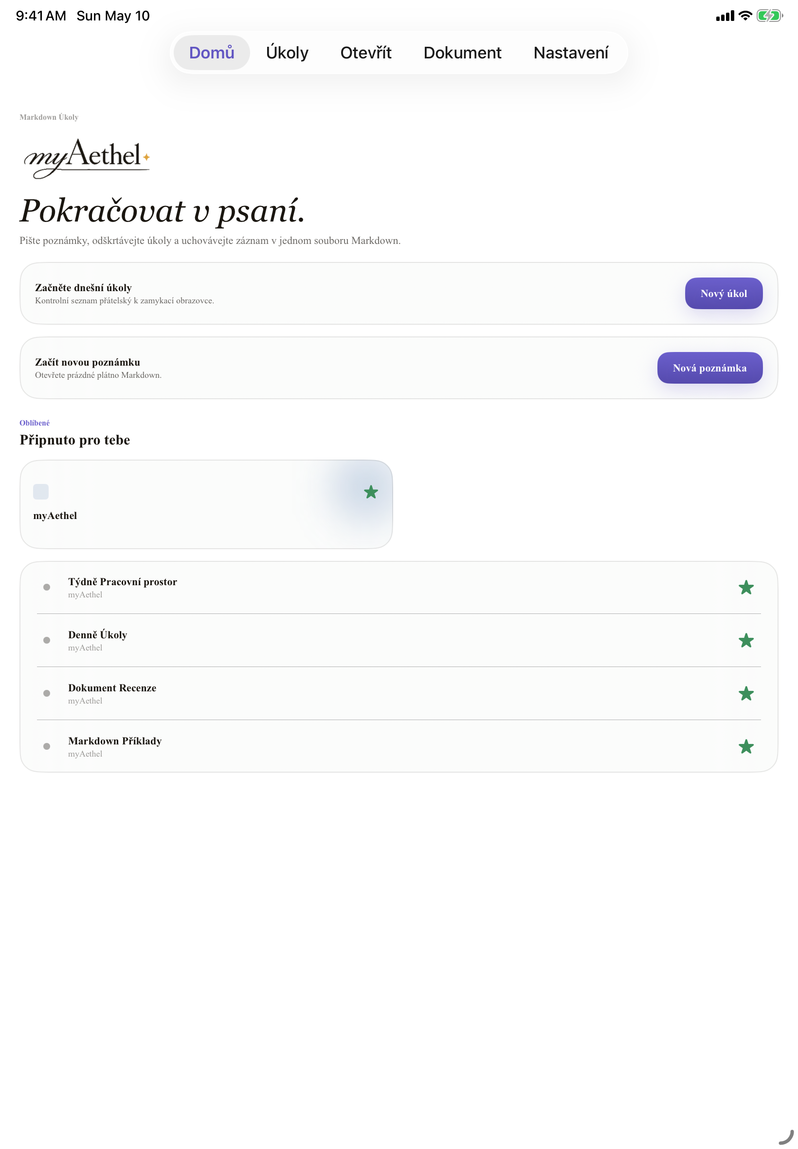 Čeština iPad home