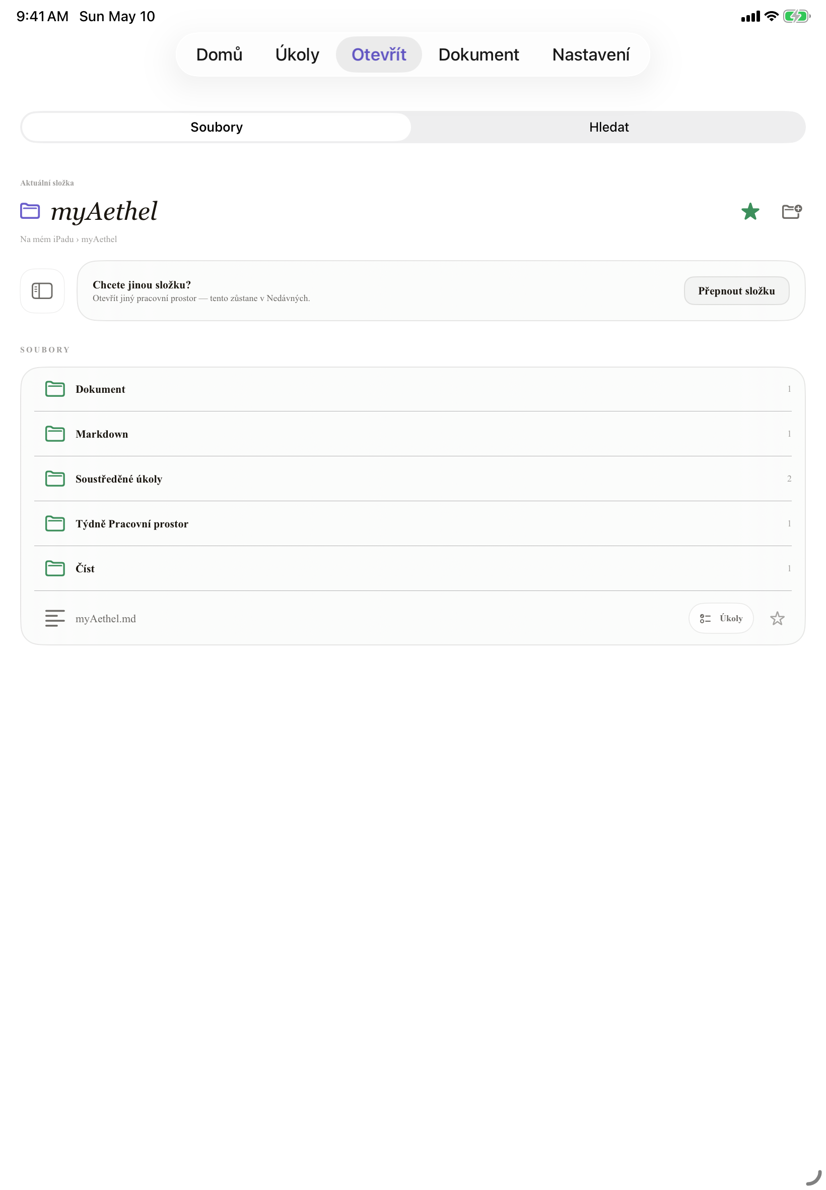 Čeština iPad open