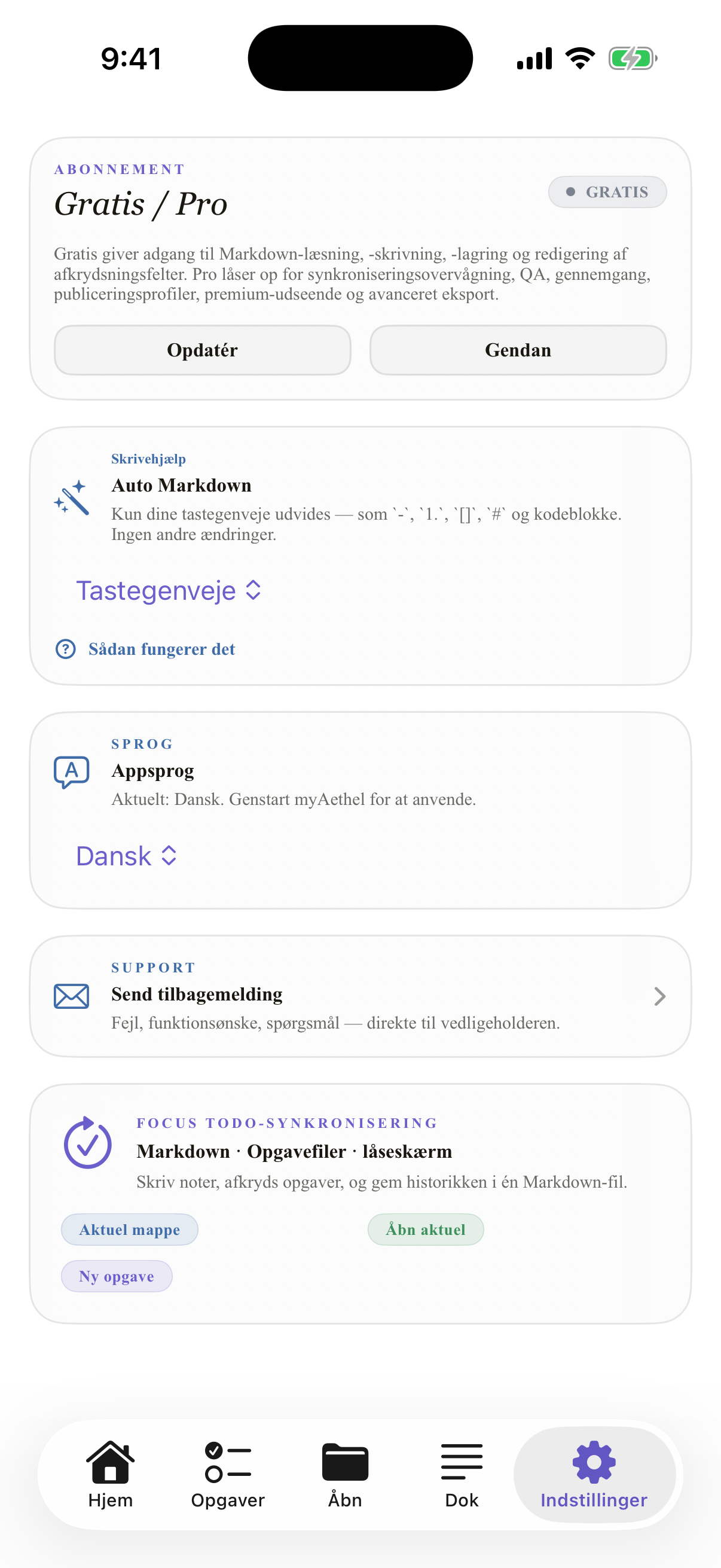 Dansk iPhone settings