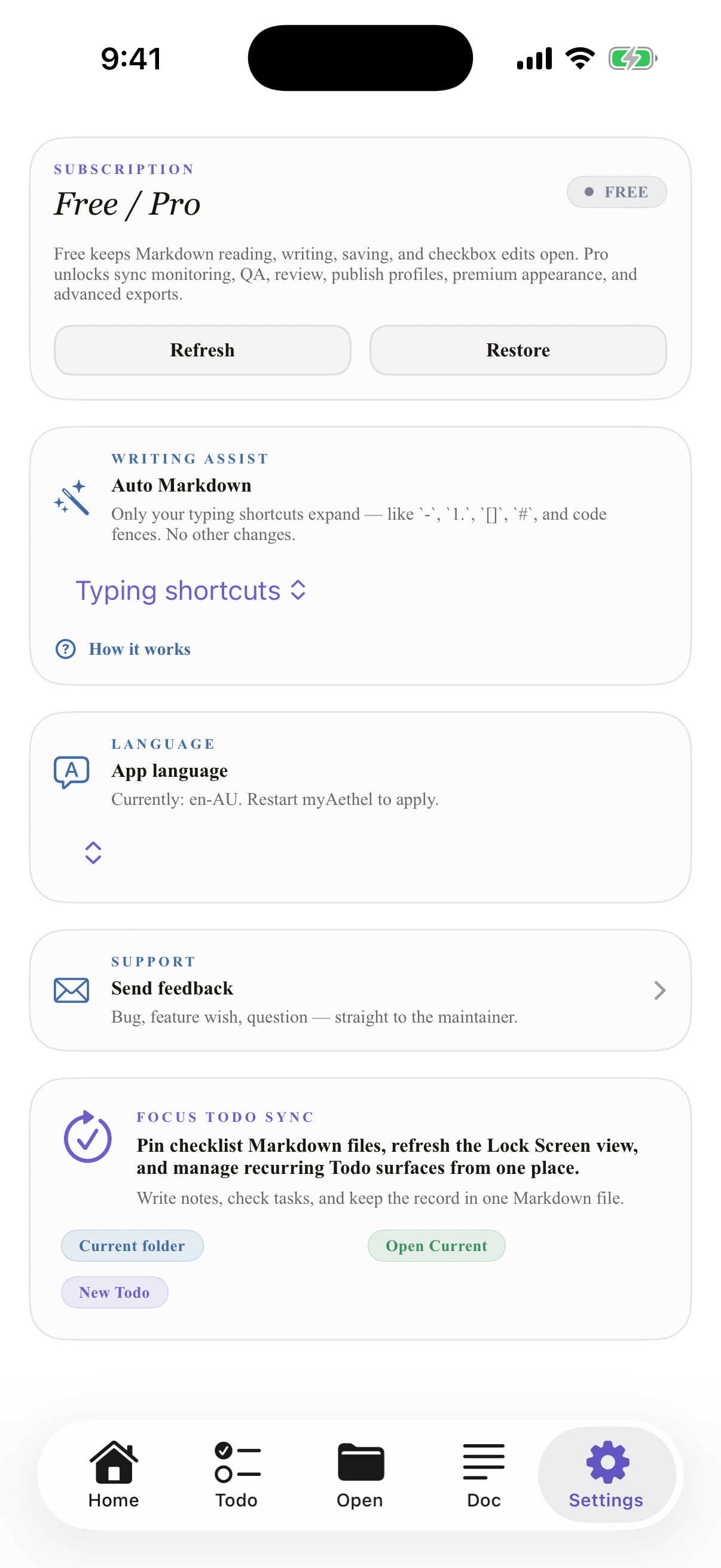 English (Australia) iPhone settings