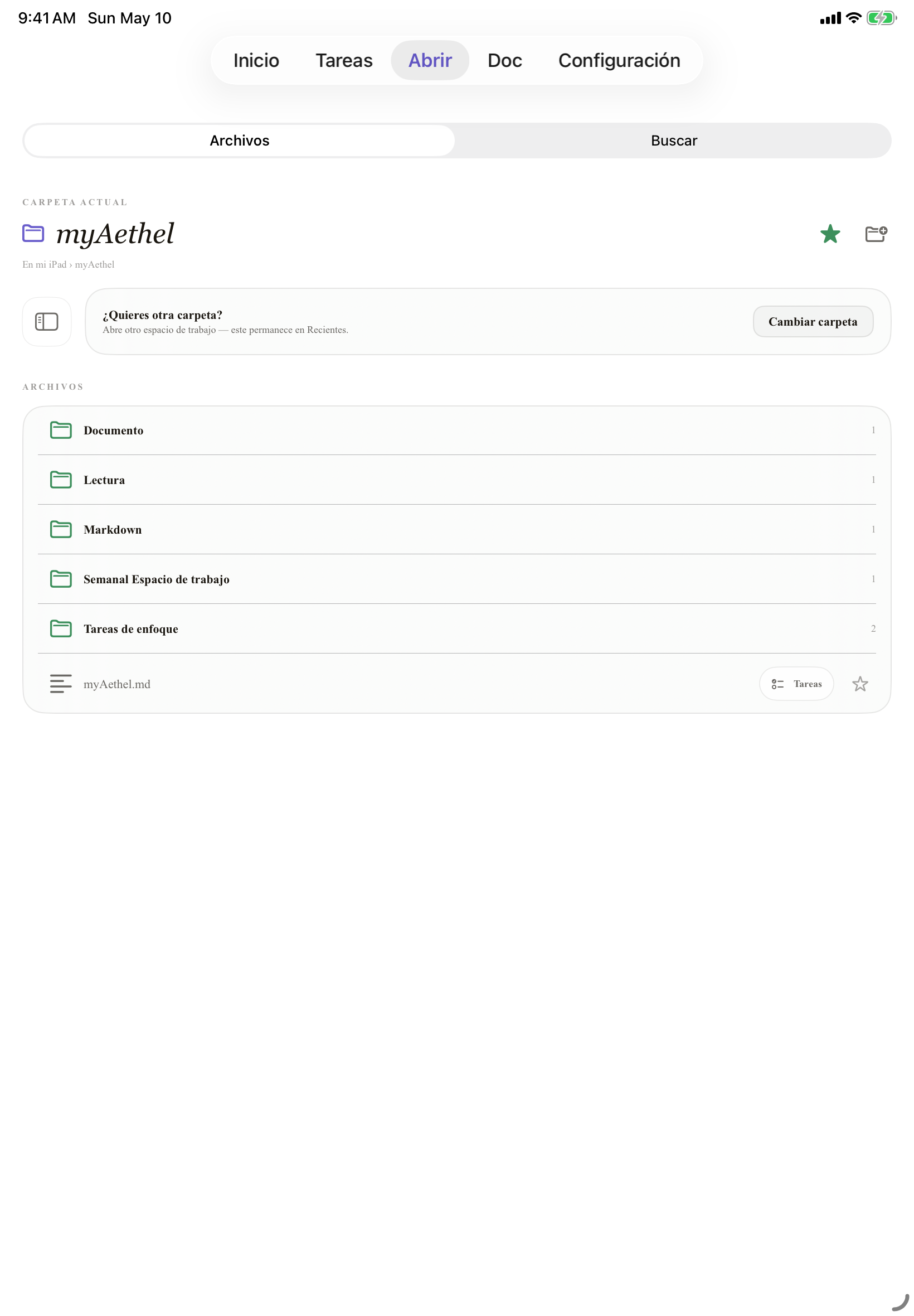 Español (Chile) iPad open