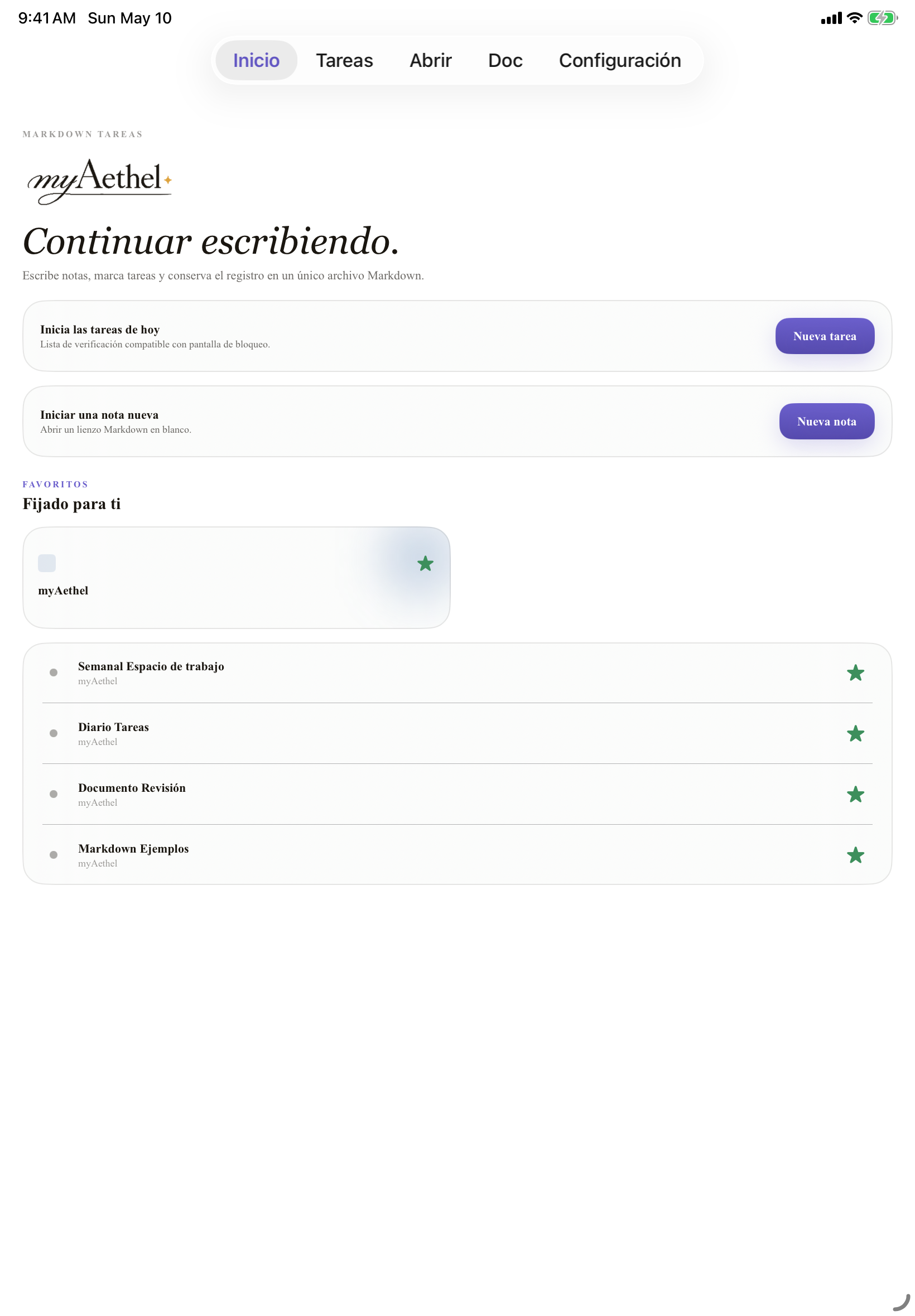 Español (México) iPad home