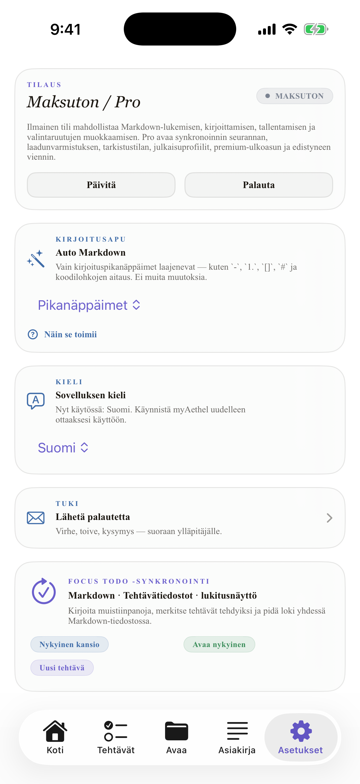 Suomi iPhone settings