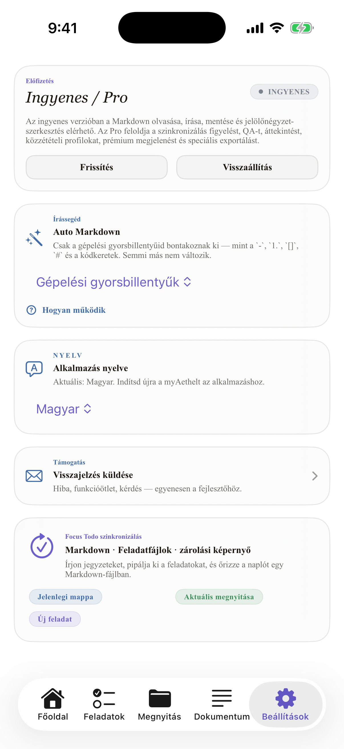Magyar iPhone settings