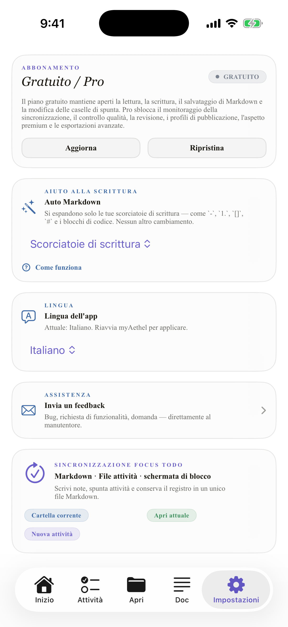 Italiano iPhone settings