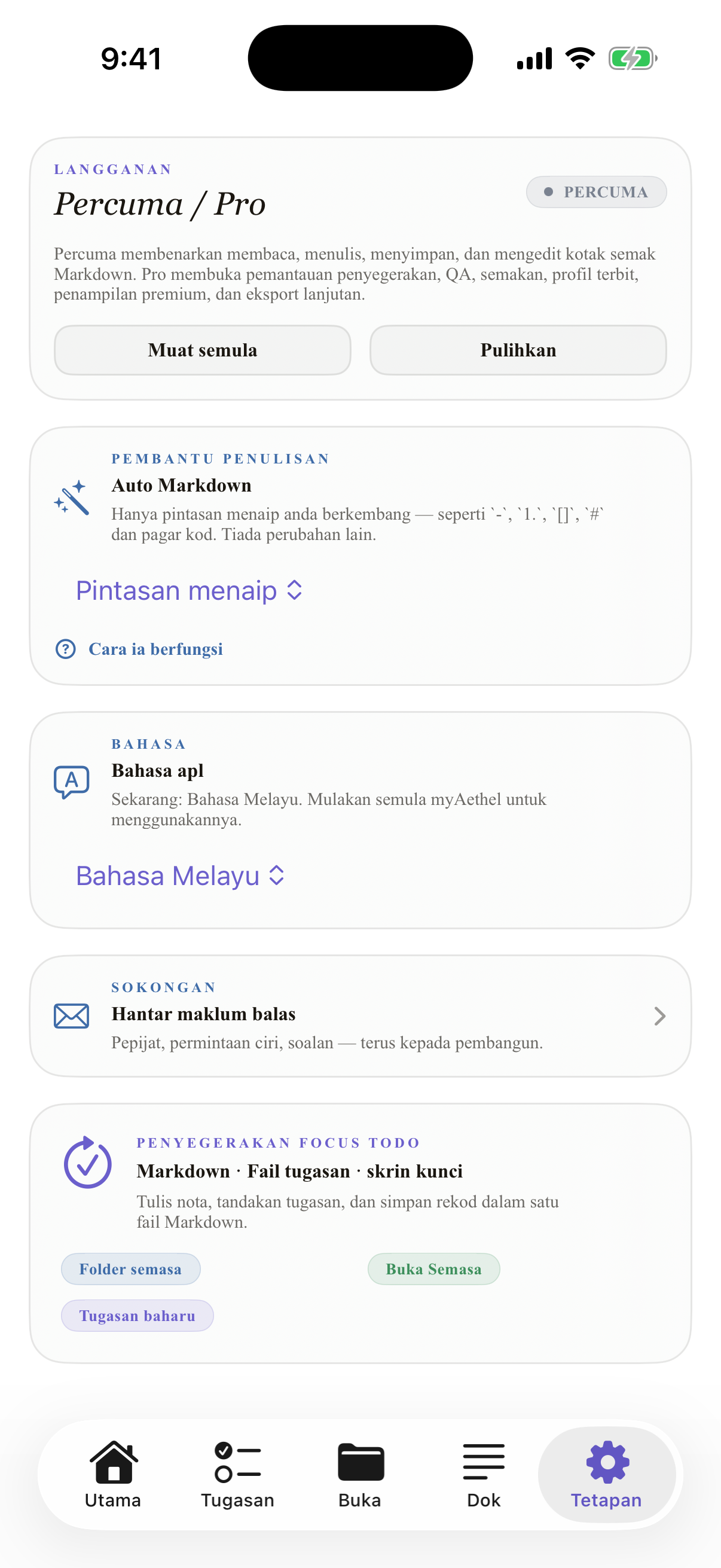 Melayu iPhone settings