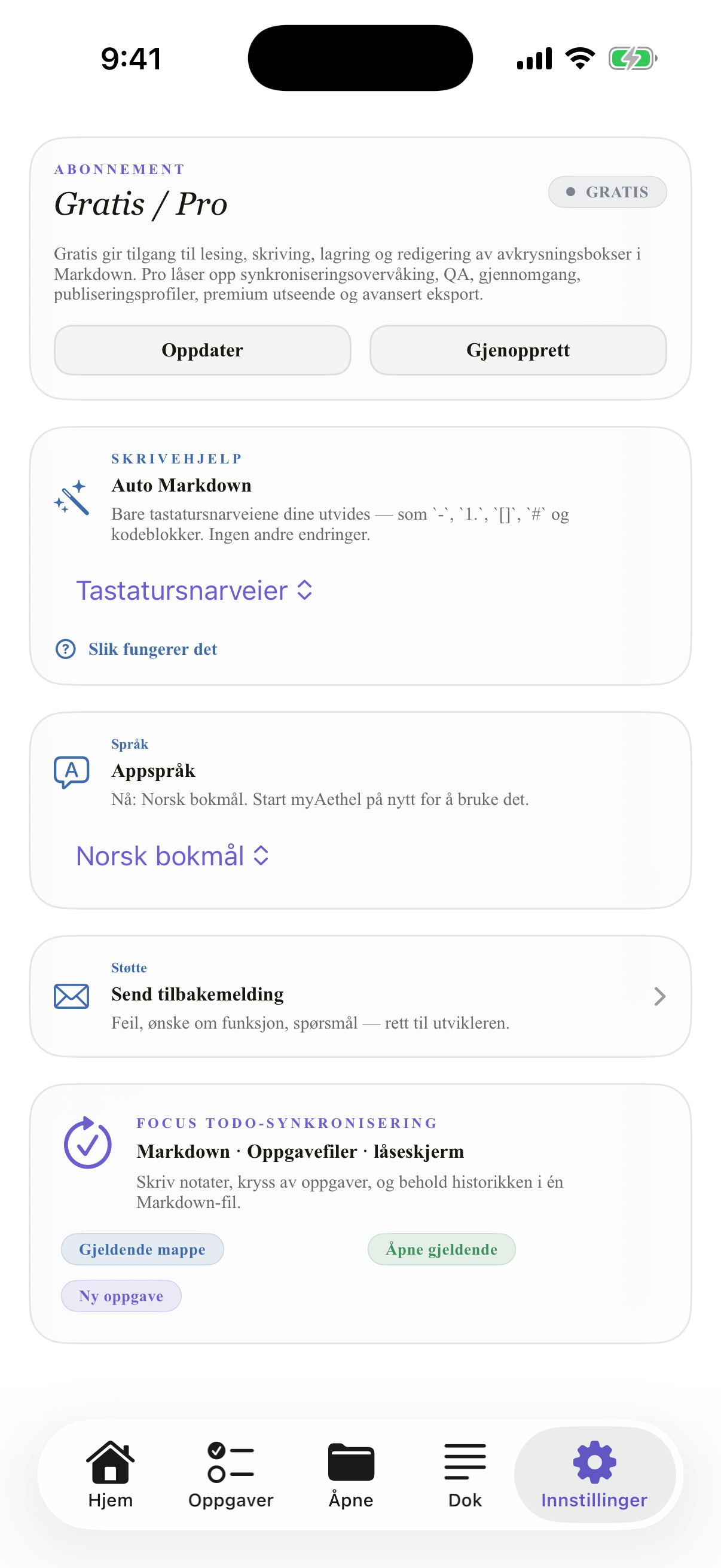 Norsk bokmål iPhone settings
