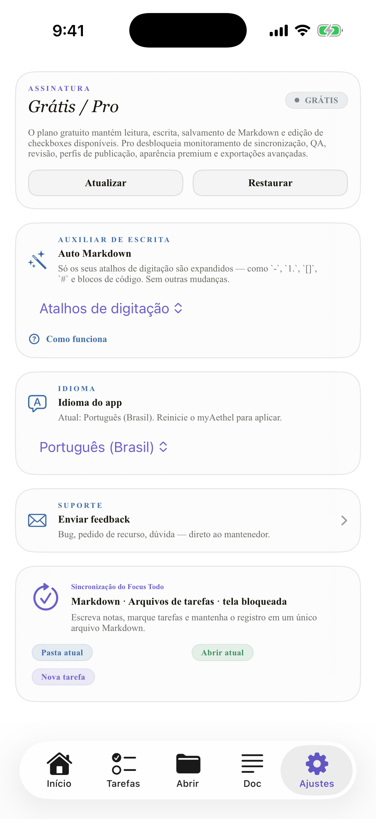 Português (Brasil) iPhone settings